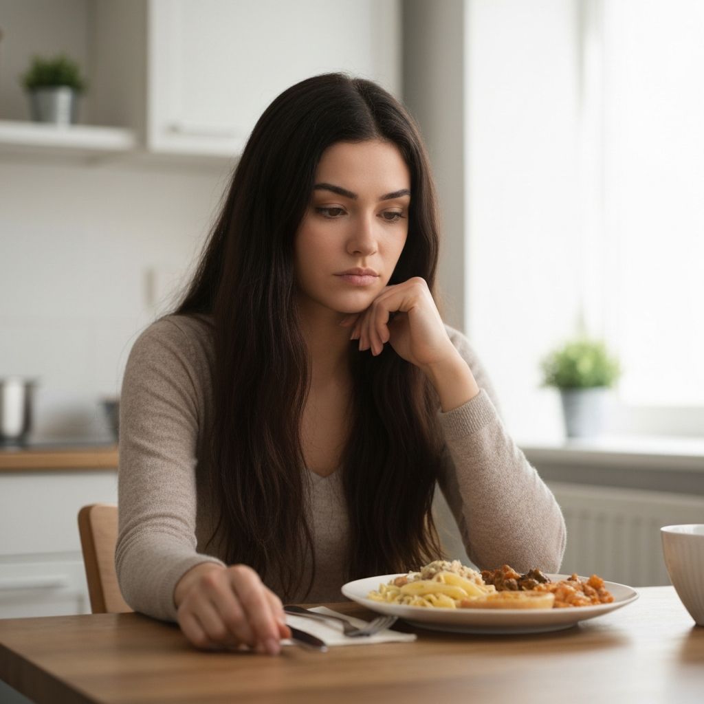Person reflecting on food choices